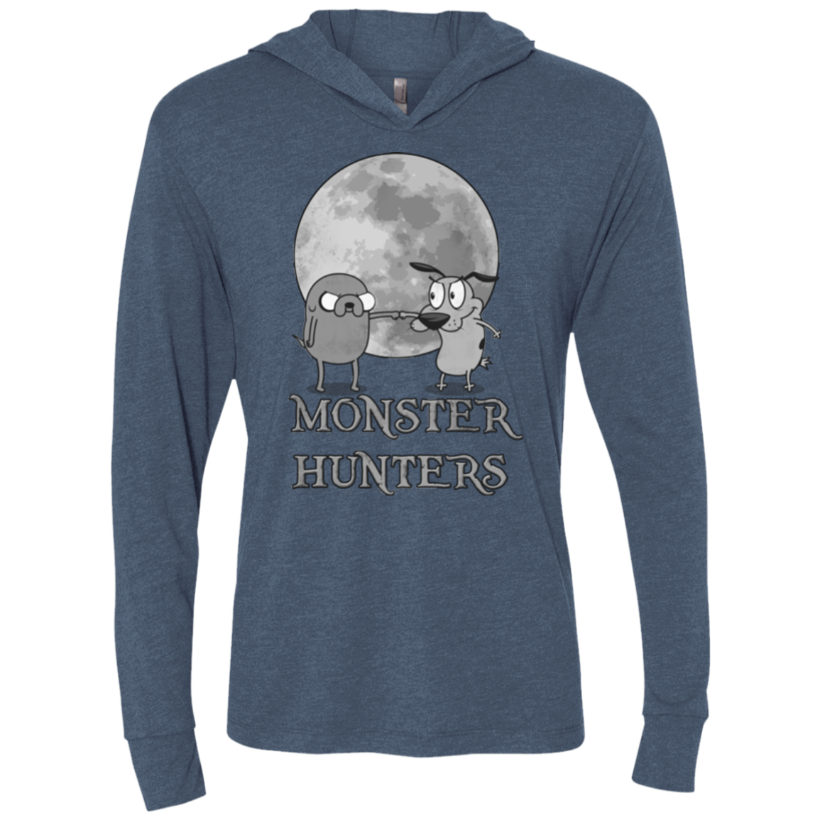 Monster Hunters Triblend Long Sleeve Hoodie Tee