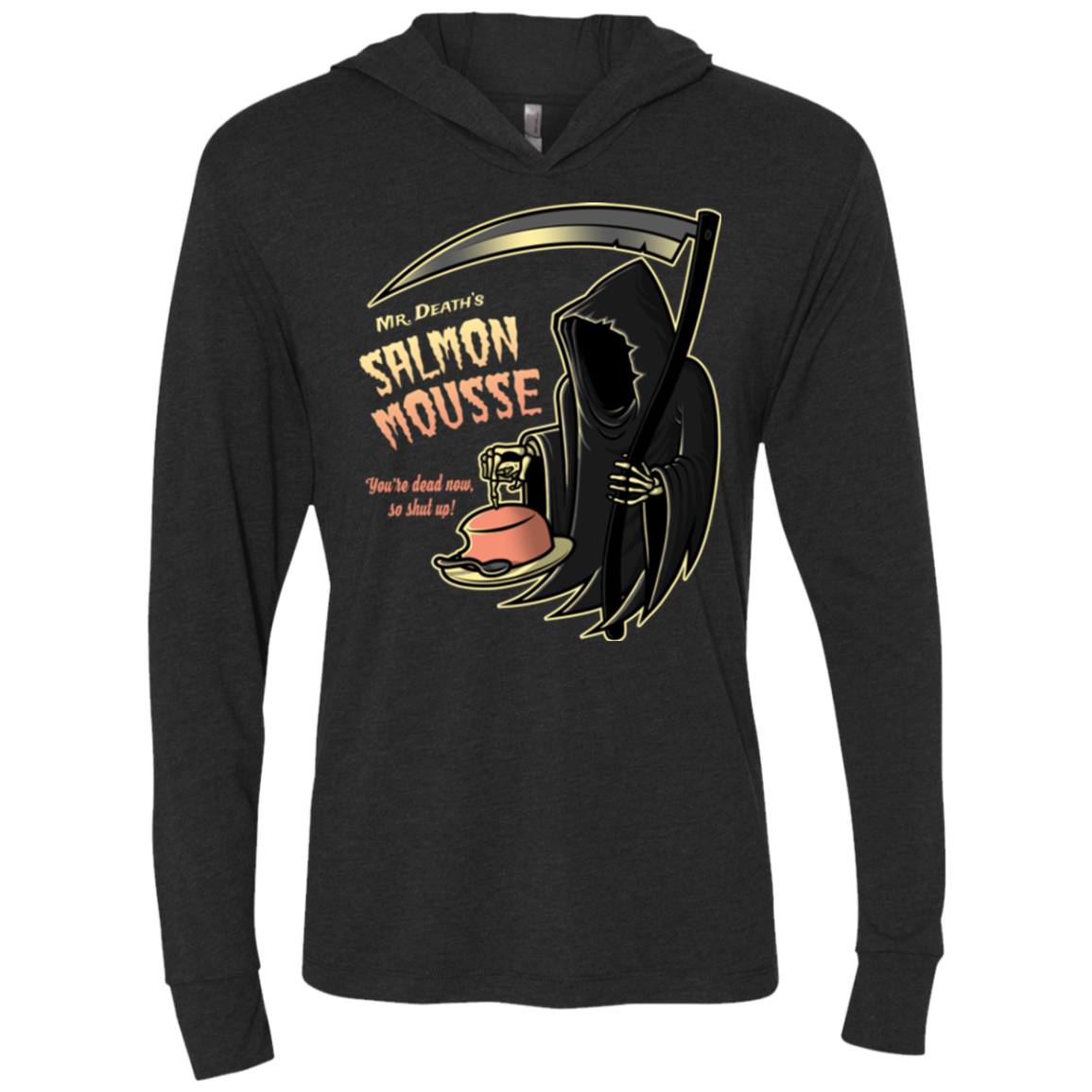The Salmon Mousse Triblend Long Sleeve Hoodie Tee