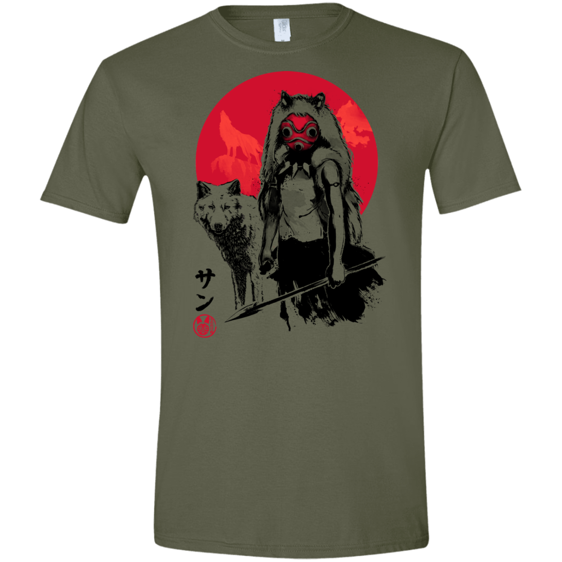 Wolf Girl sumi-e Men's Semi-Fitted Softstyle