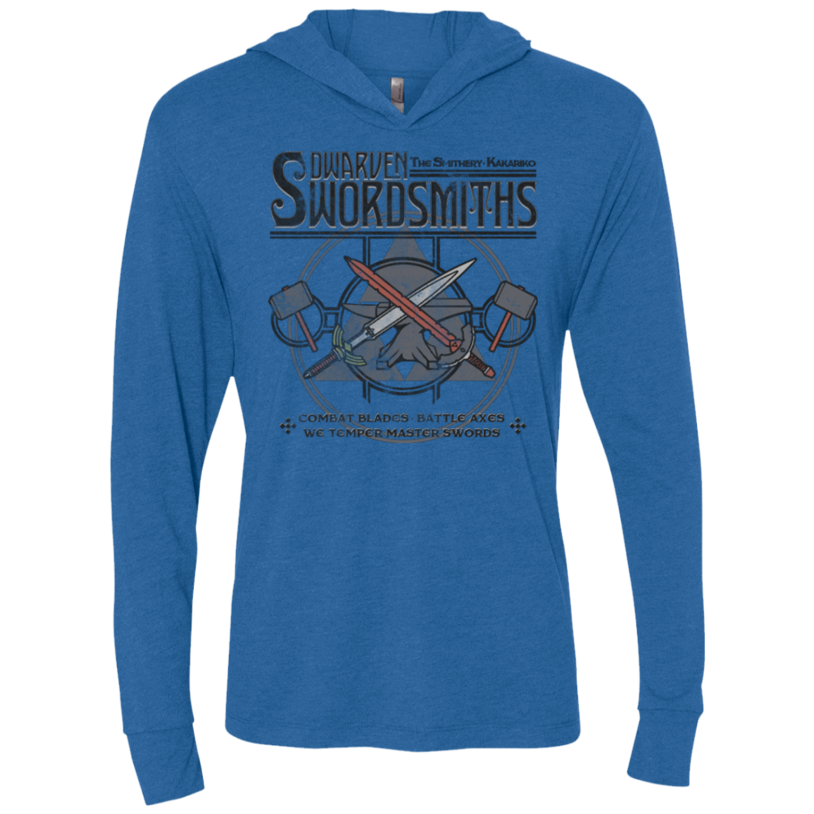 Dwarven Swordsmiths Triblend Long Sleeve Hoodie Tee