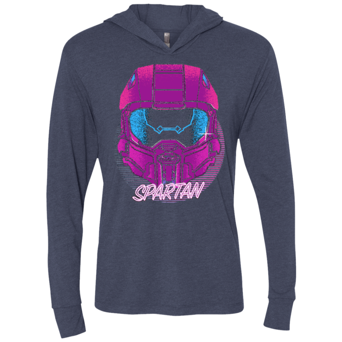 Spartan Helmet 80's Triblend Long Sleeve Hoodie Tee