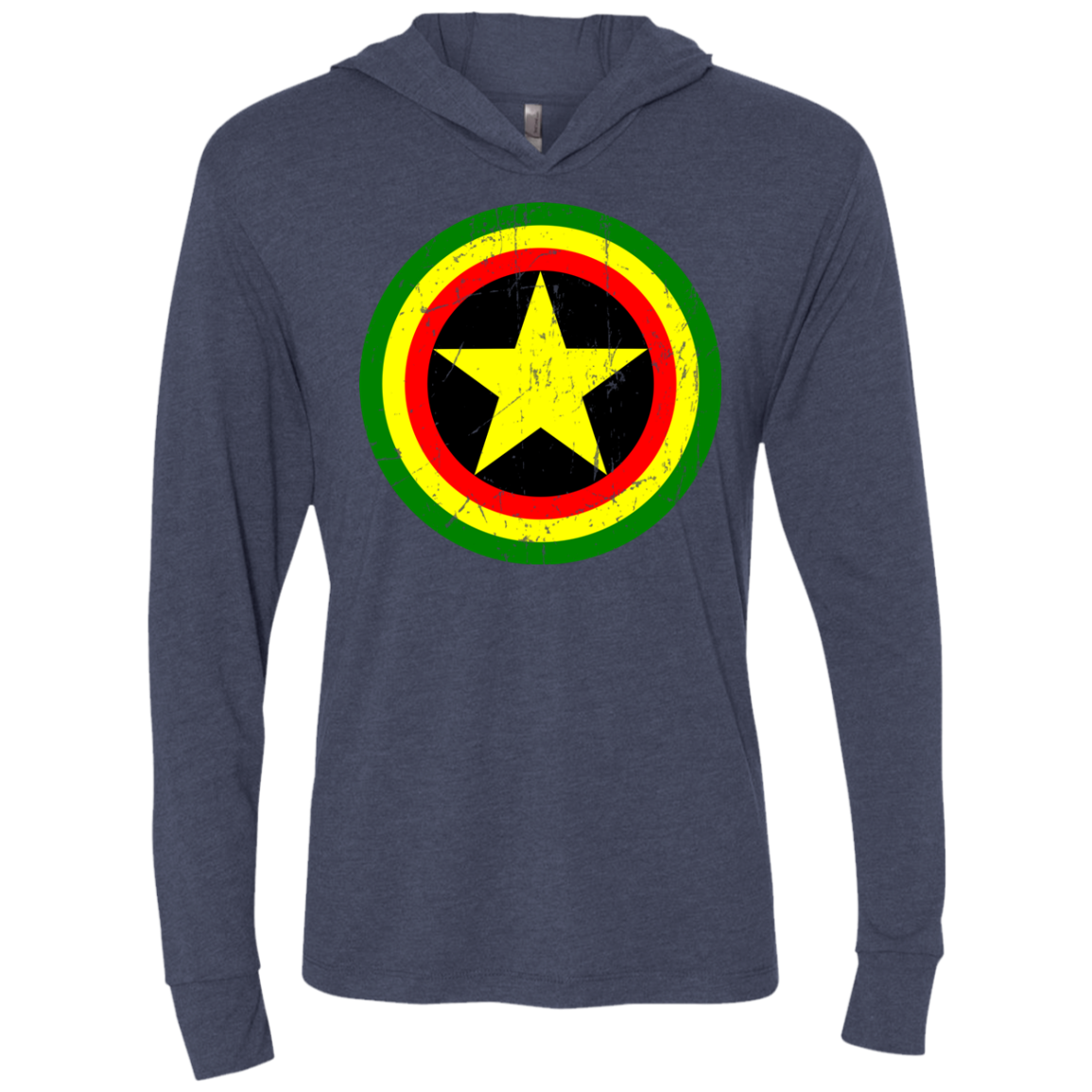 Captain Rasta Triblend Long Sleeve Hoodie Tee