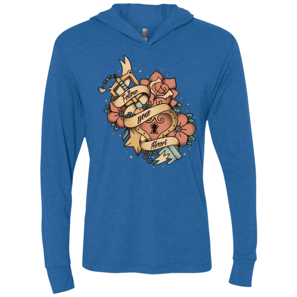 Follow your heart Triblend Long Sleeve Hoodie Tee