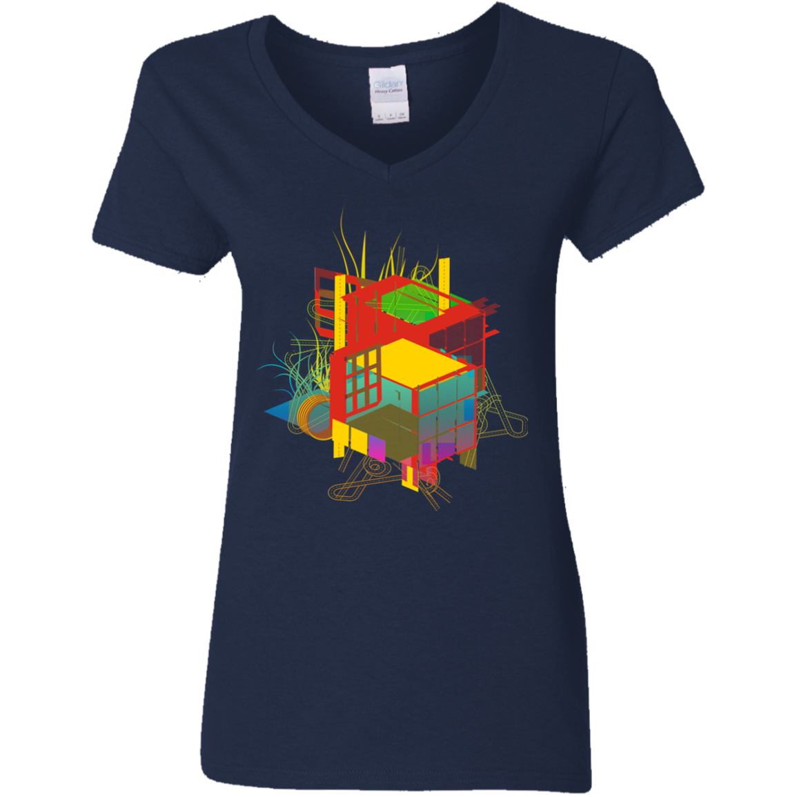 Rubik's Building Women's V-Neck T-Shirt