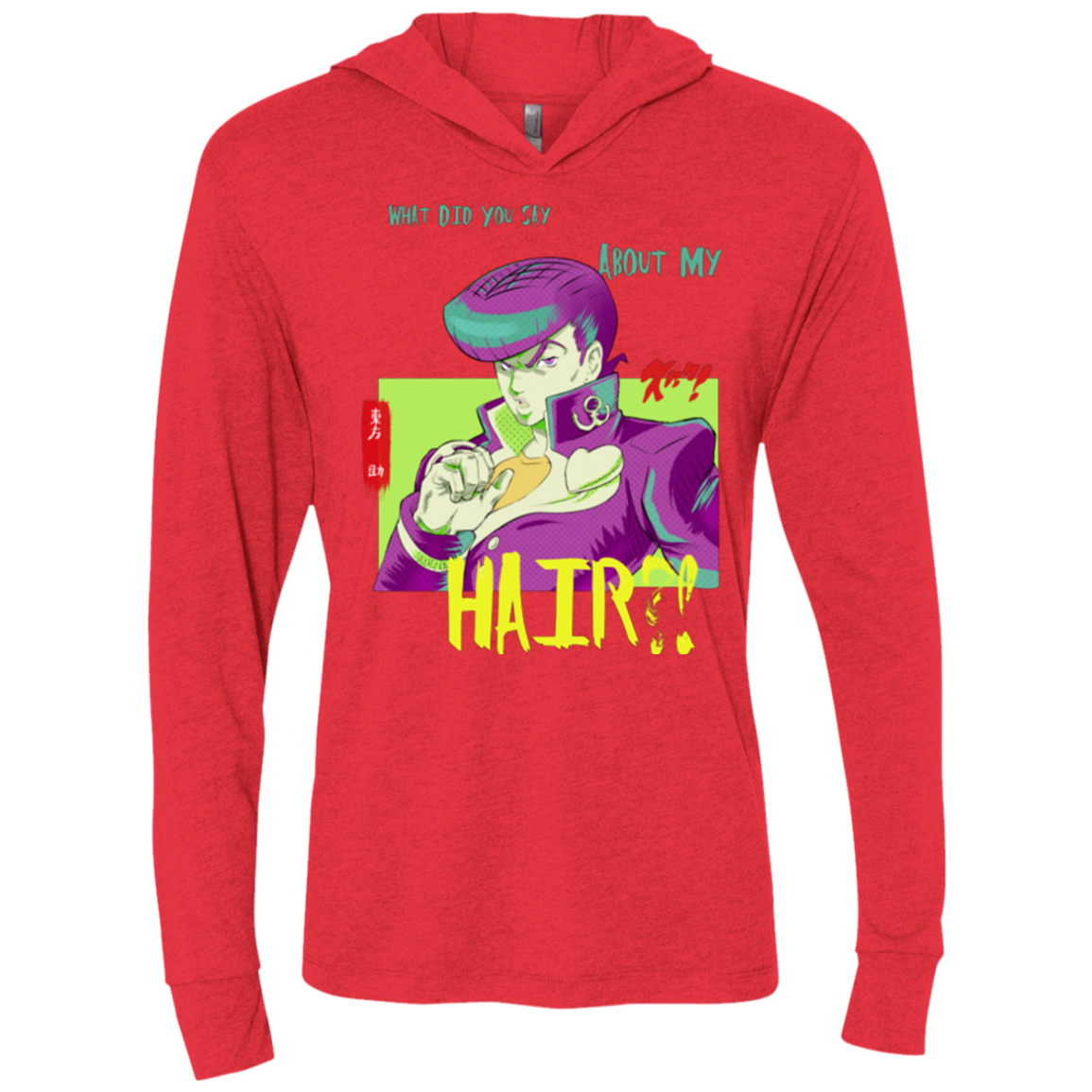 Jojo Josuke Bizarre Adventure Triblend Long Sleeve Hoodie Tee