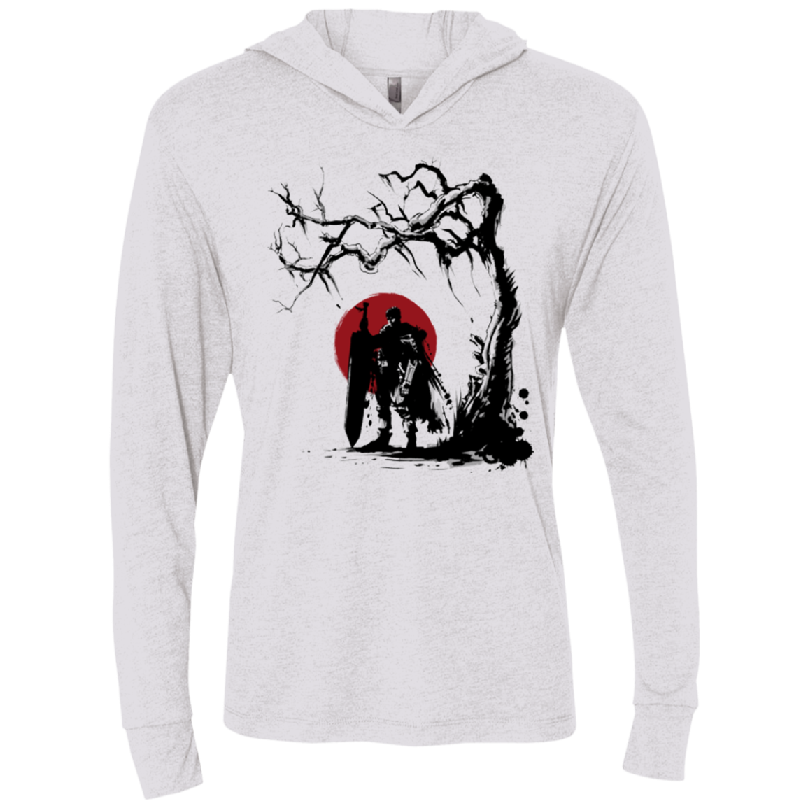 Black Swordsman under the sun Triblend Long Sleeve Hoodie Tee