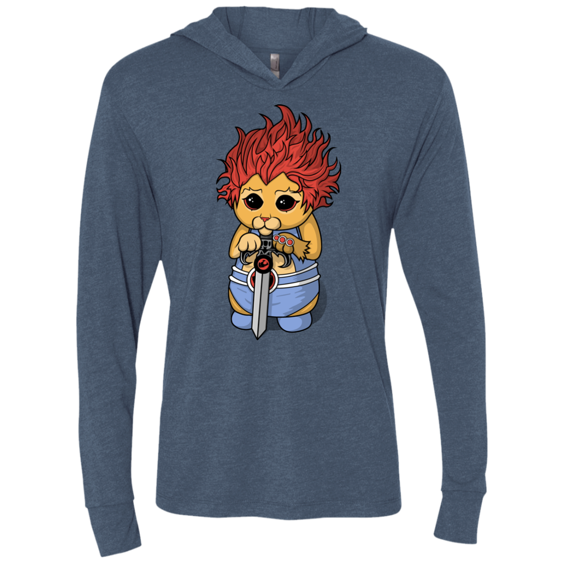 Thunder Kitty Triblend Long Sleeve Hoodie Tee