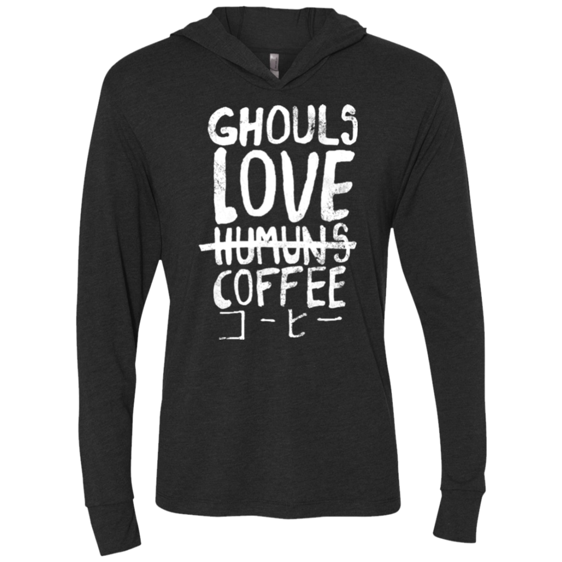 Ghouls Love Coffee Triblend Long Sleeve Hoodie Tee