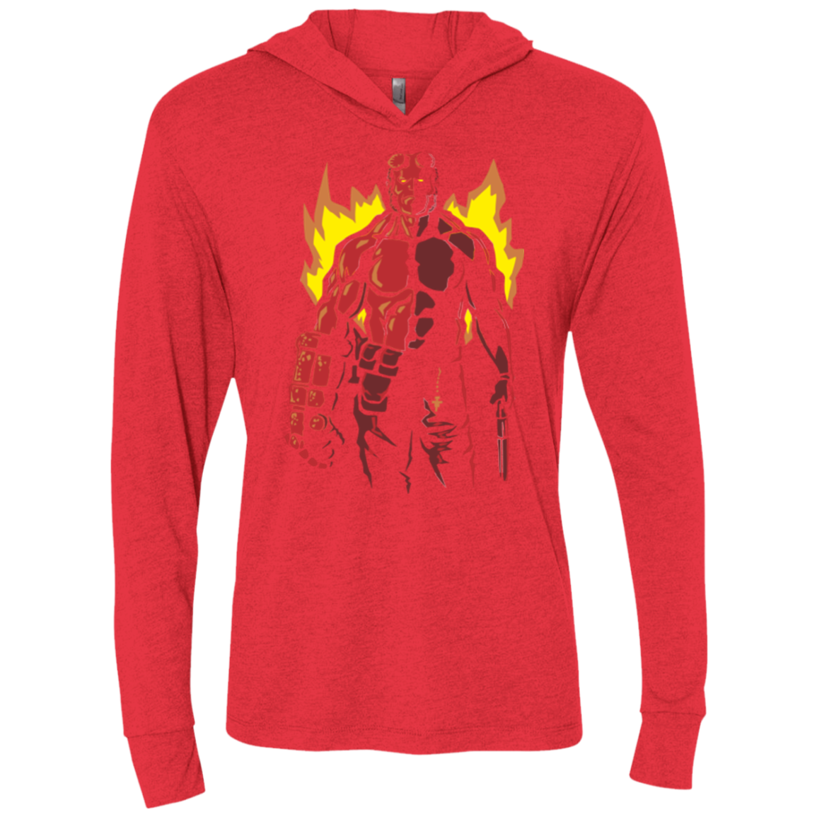 Red Hero Triblend Long Sleeve Hoodie Tee