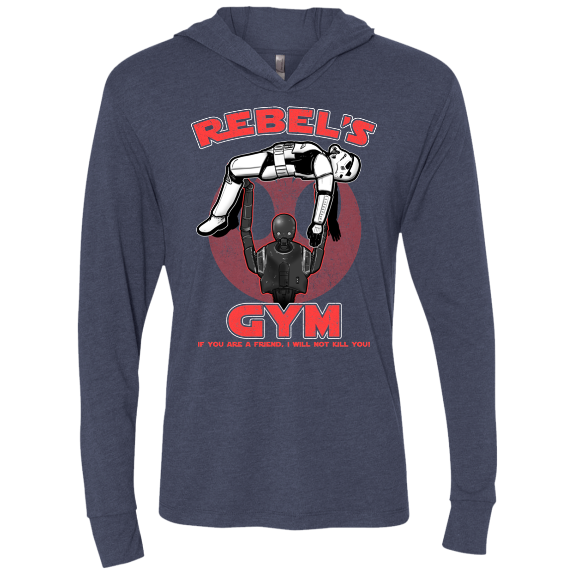 Rebel's Gym Triblend Long Sleeve Hoodie Tee