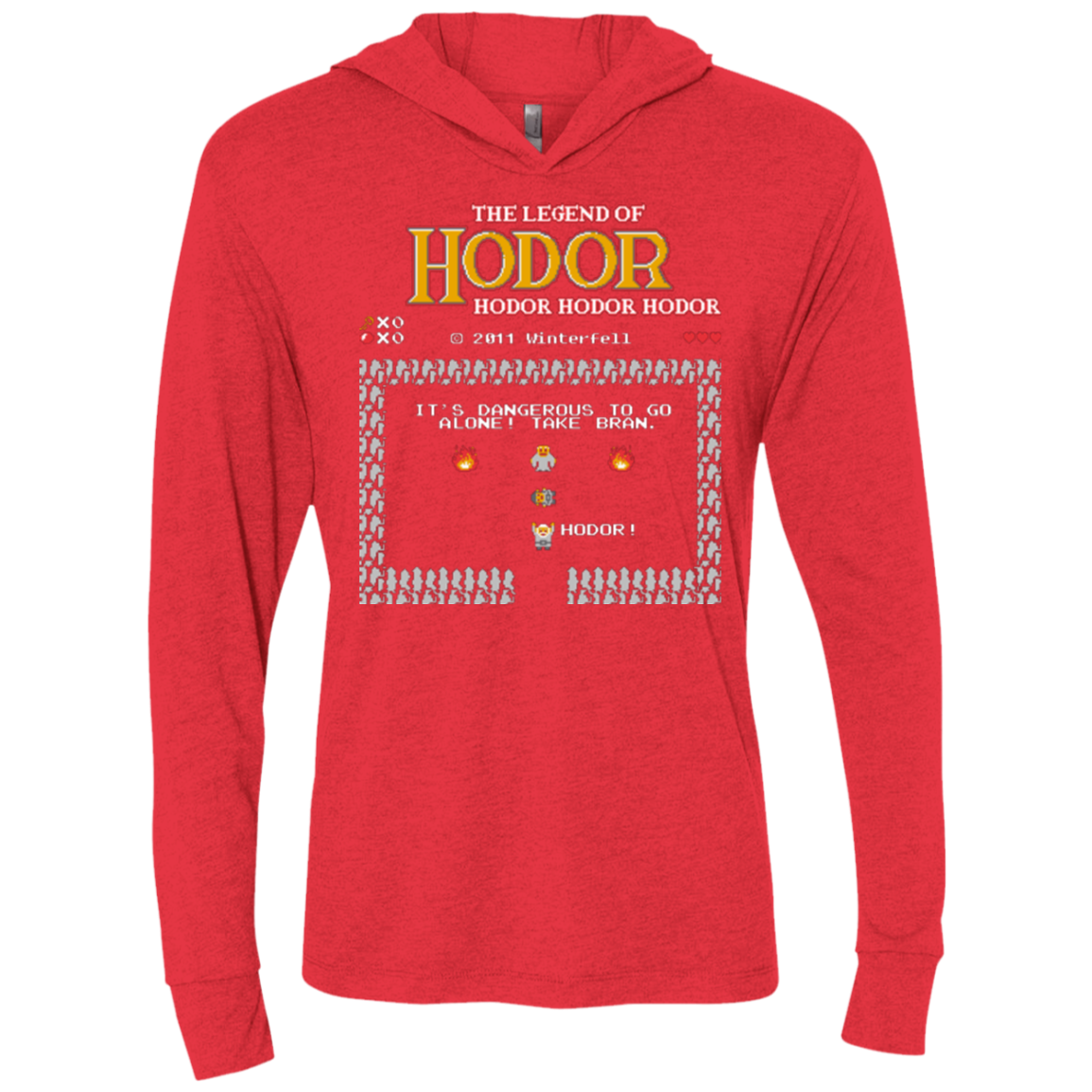 The Legend of Hodor Triblend Long Sleeve Hoodie Tee
