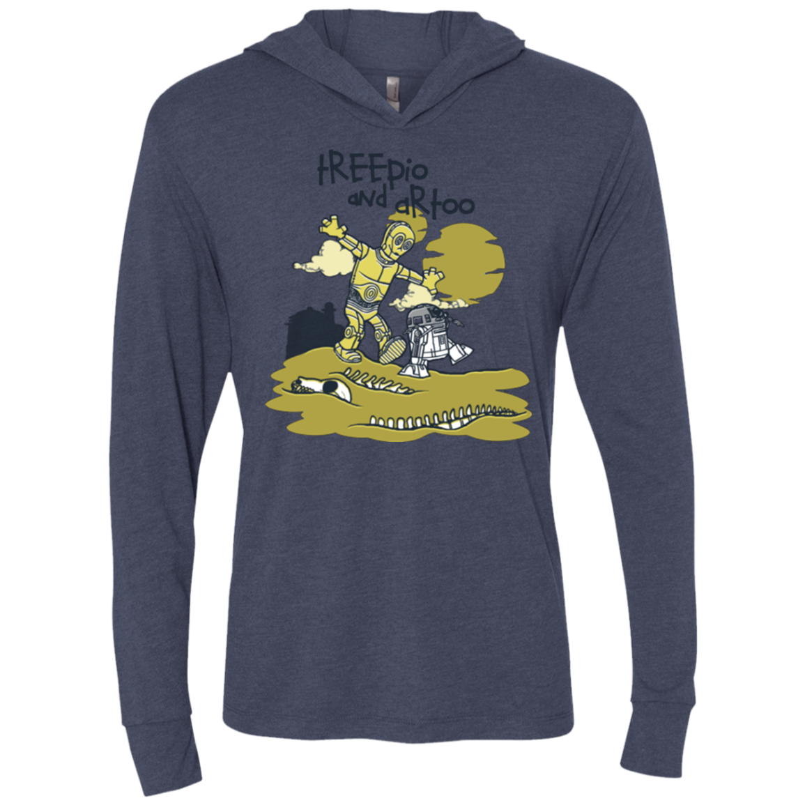 Treepio and Artoo Triblend Long Sleeve Hoodie Tee