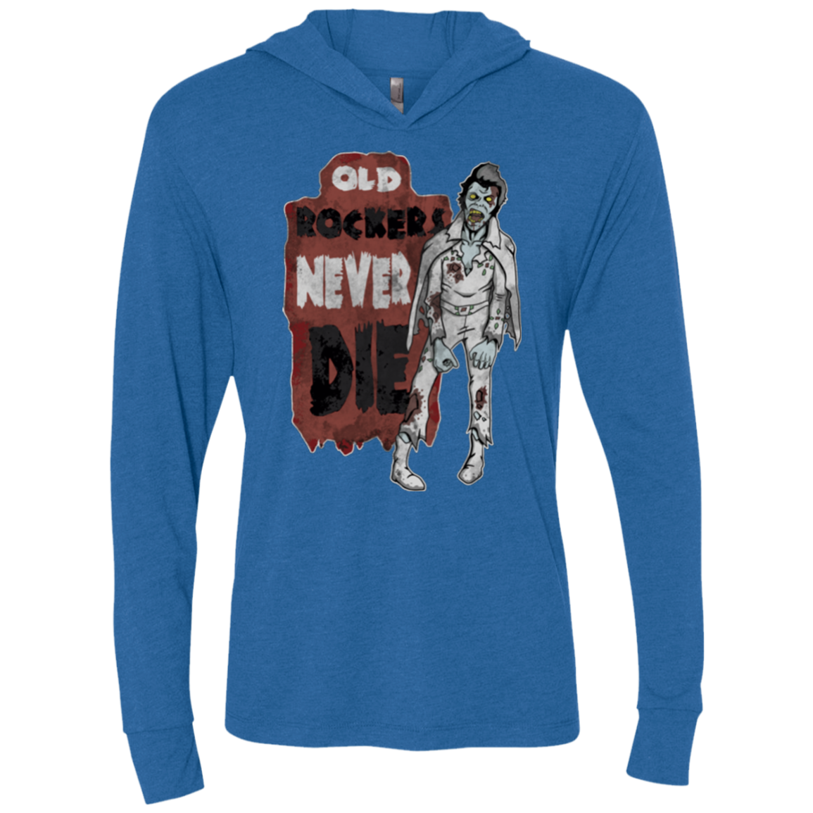 Old Rockers Never Die Triblend Long Sleeve Hoodie Tee