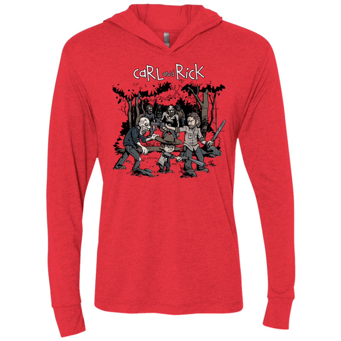 Carl & Rick Triblend Long Sleeve Hoodie Tee