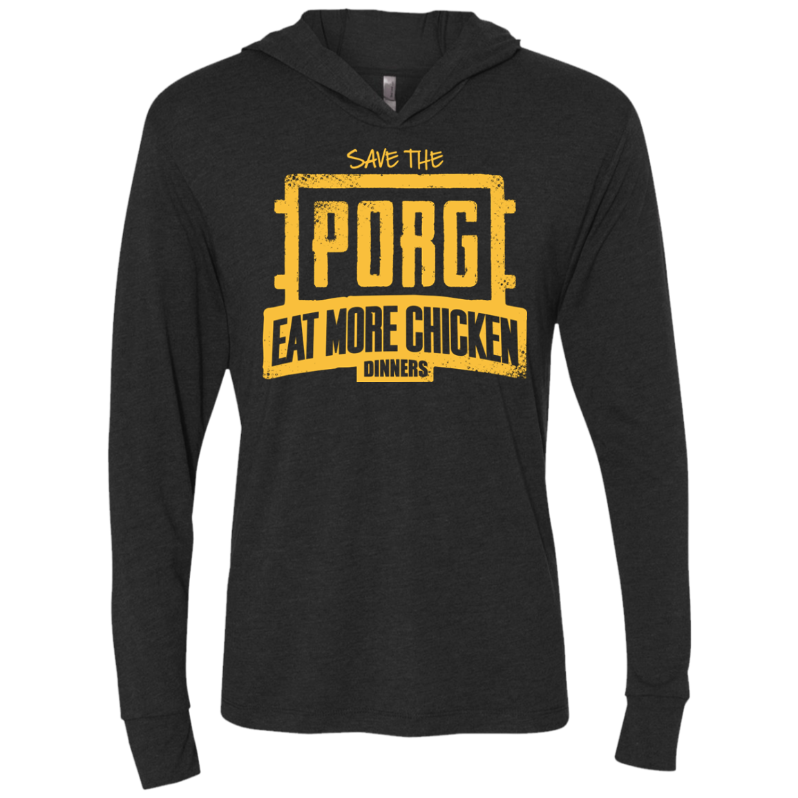 Eat More Chicken Triblend Long Sleeve Hoodie Tee