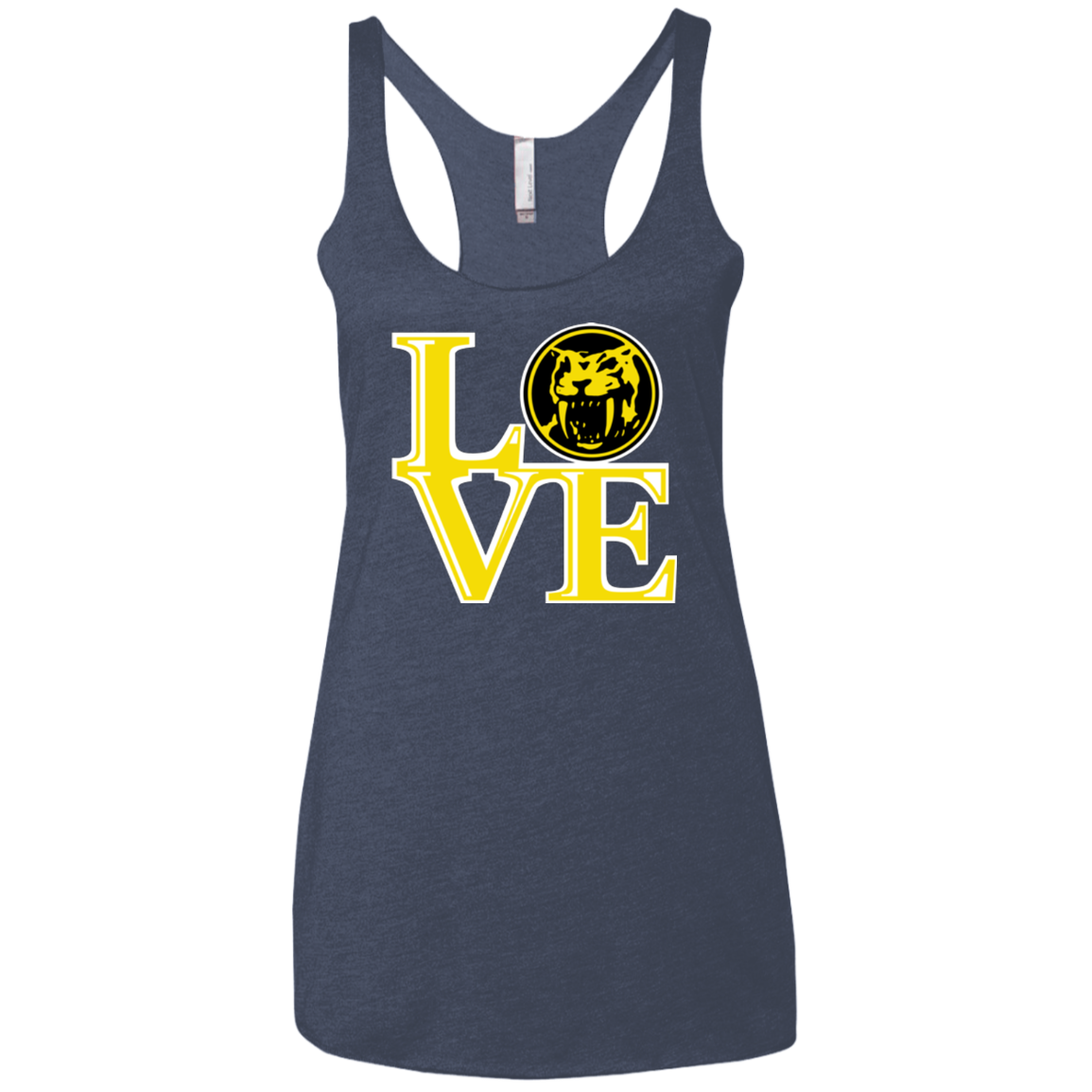 Yellow Ranger LOVE Women's Triblend Racerback Tank