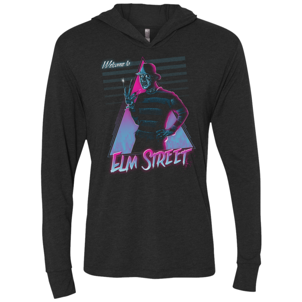 Welcome to Elm Street Triblend Long Sleeve Hoodie Tee