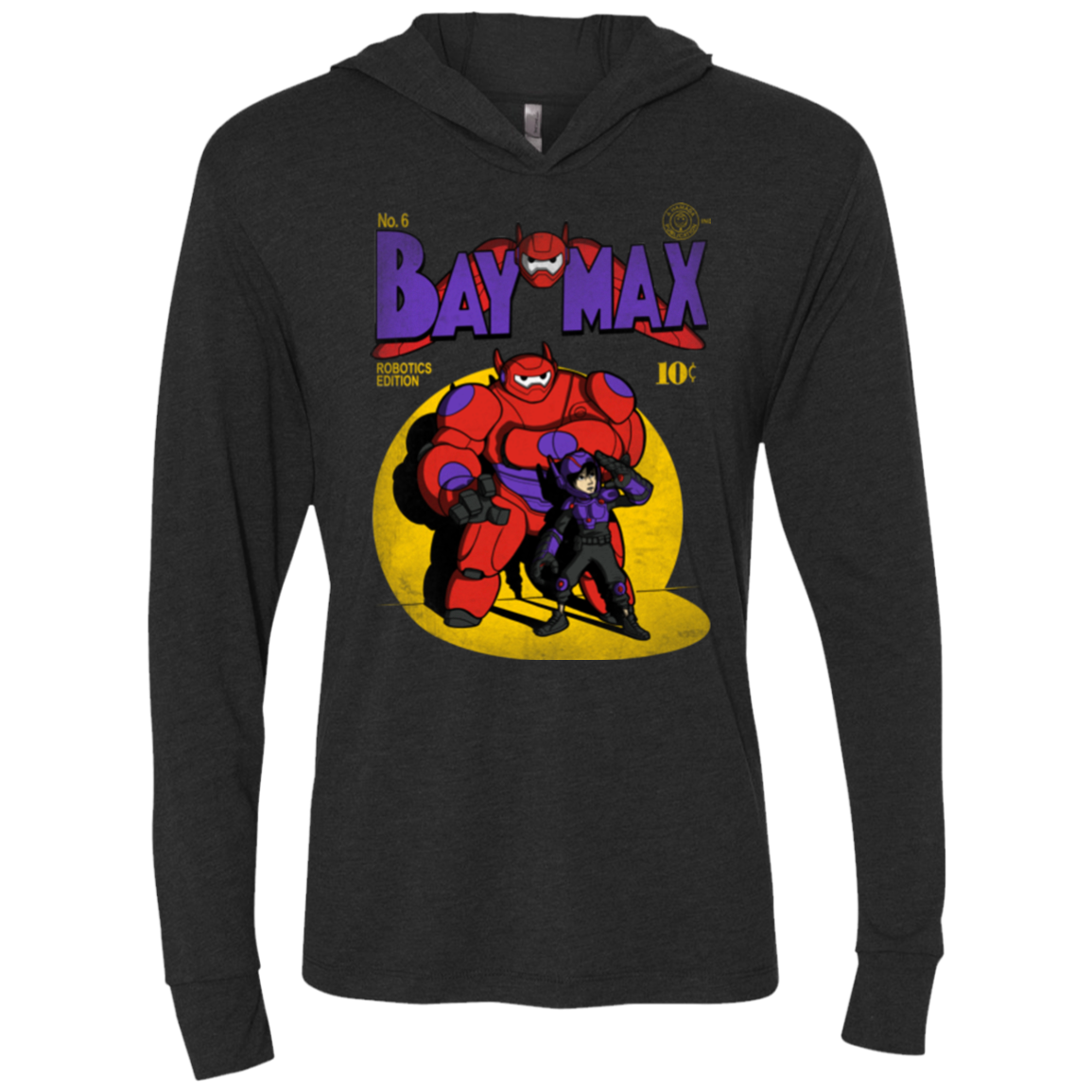 Baymax Number 9 Triblend Long Sleeve Hoodie Tee