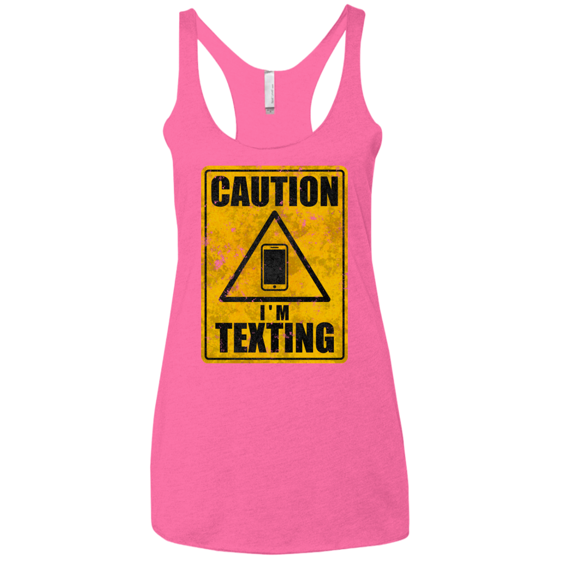 Caution I'm Texting Women's Triblend Racerback Tank
