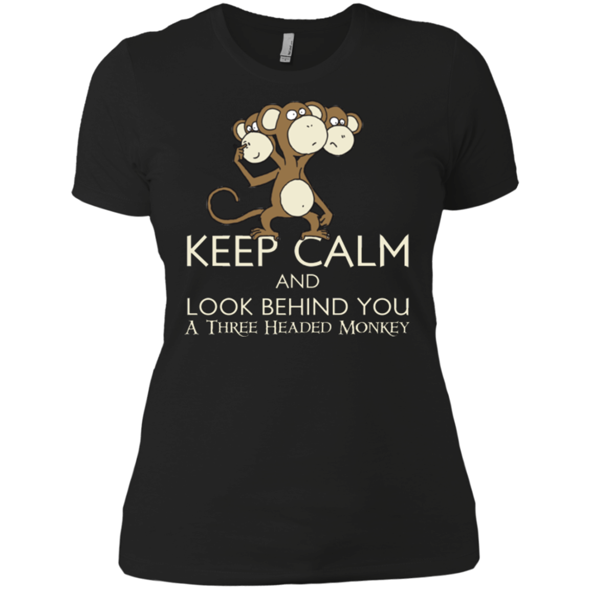 Keep Calm & Look Behind You A Three Headed Monkey Women's Premium T-Shirt