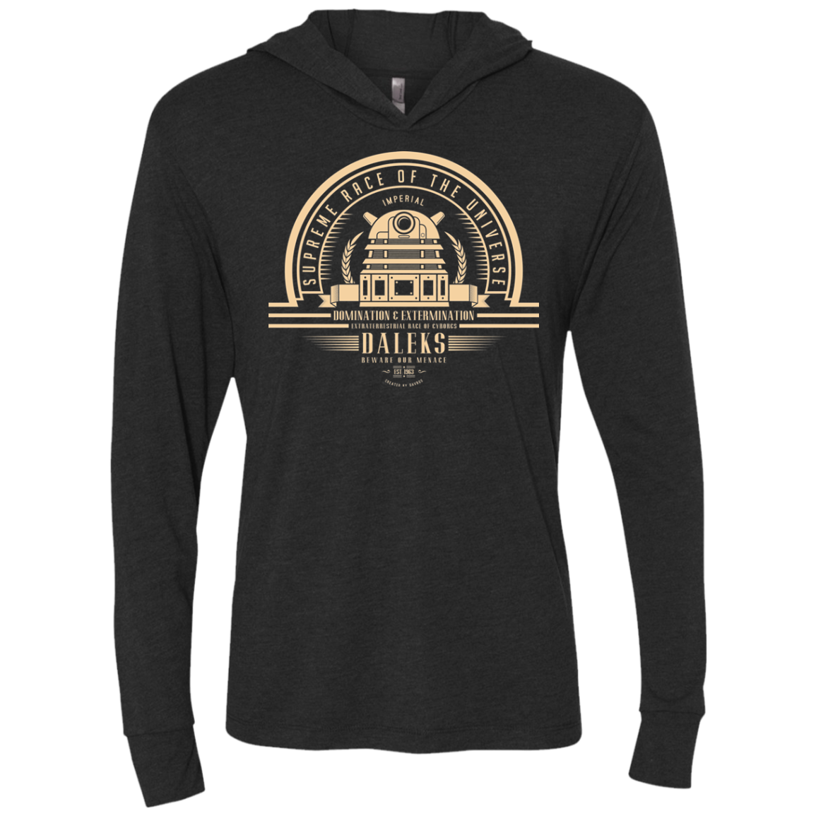Who Villains Daleks Triblend Long Sleeve Hoodie Tee