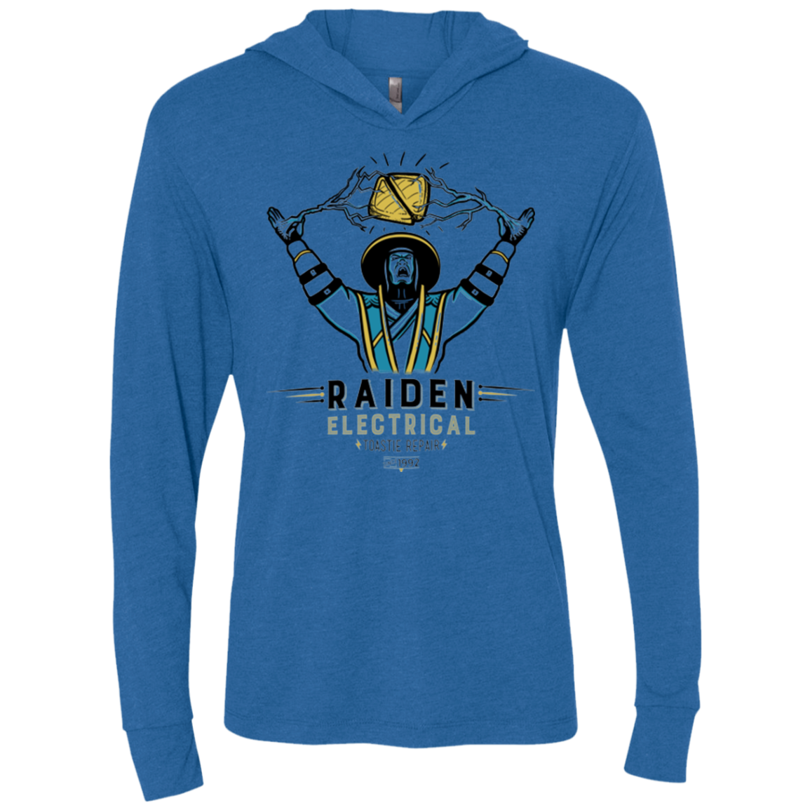 Raiden Electrical Toastie Repair Triblend Long Sleeve Hoodie Tee