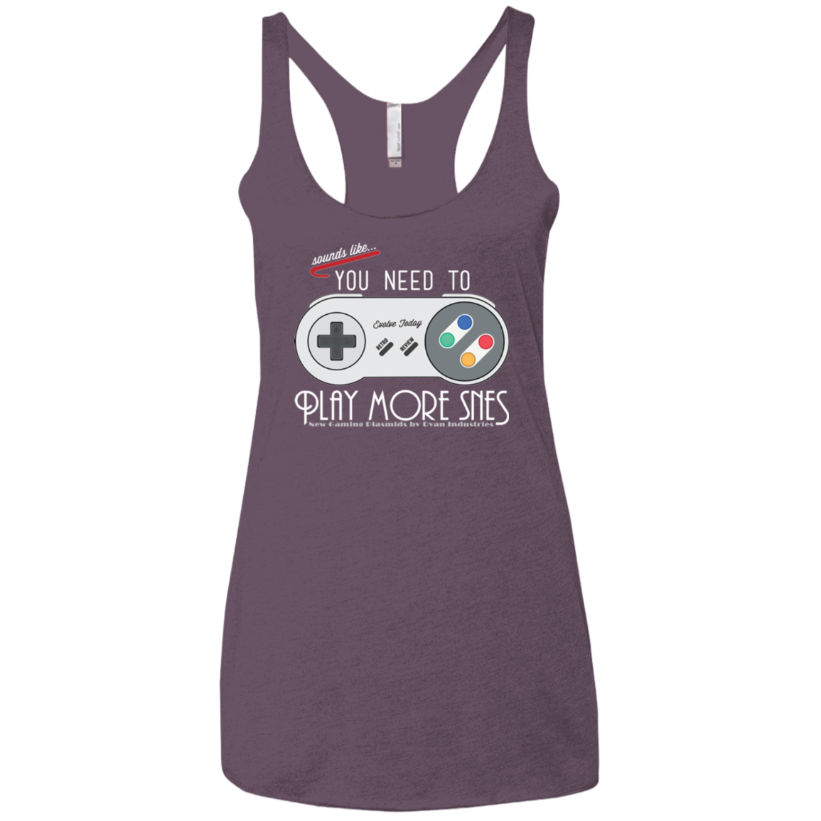 Evolve Today! Play More SNES Women's Triblend Racerback Tank