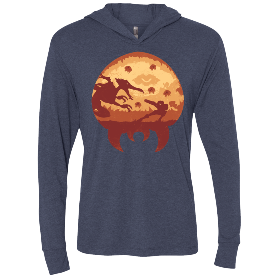 Escape from Zebes Triblend Long Sleeve Hoodie Tee