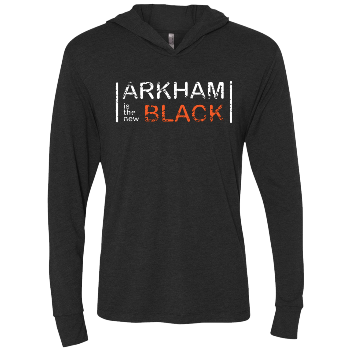 Arkham Black Triblend Long Sleeve Hoodie Tee