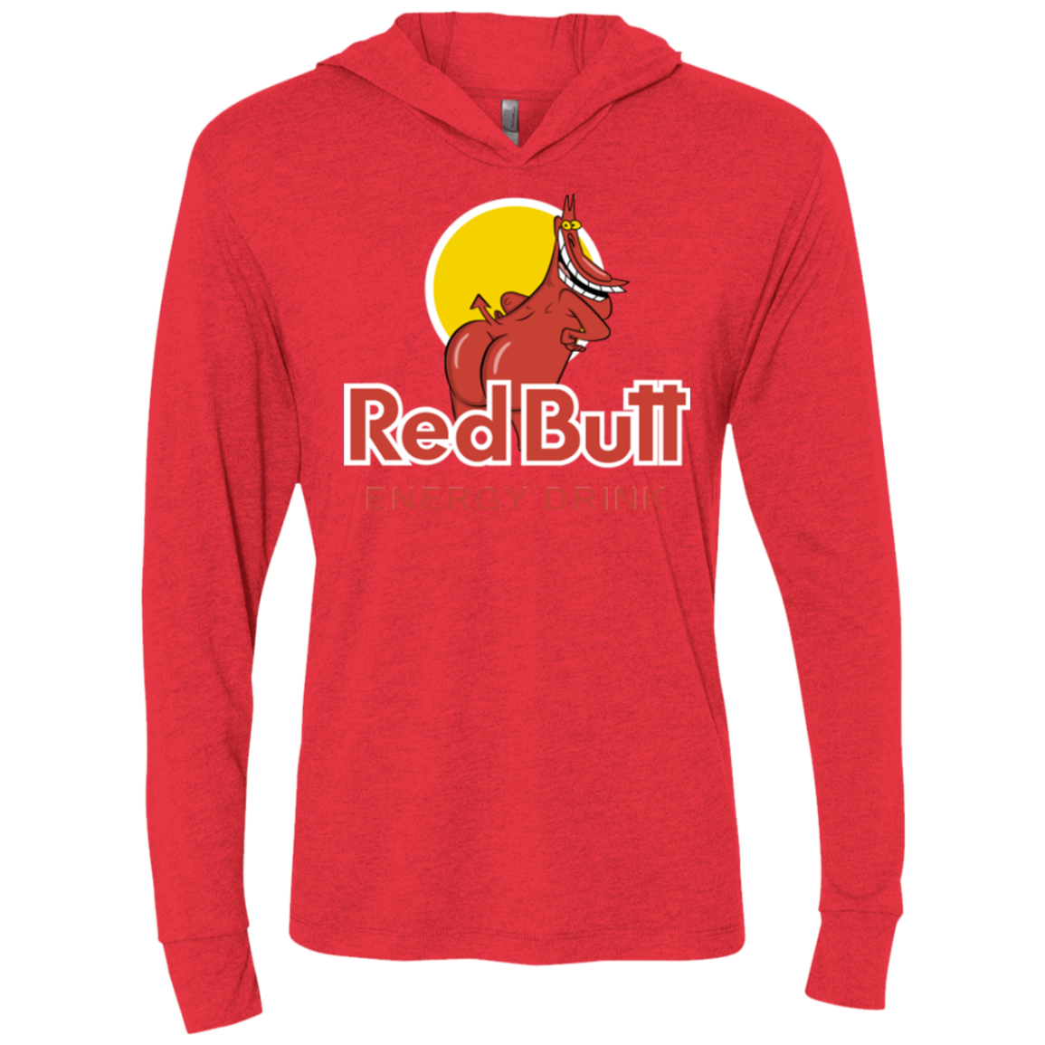 Red butt Triblend Long Sleeve Hoodie Tee