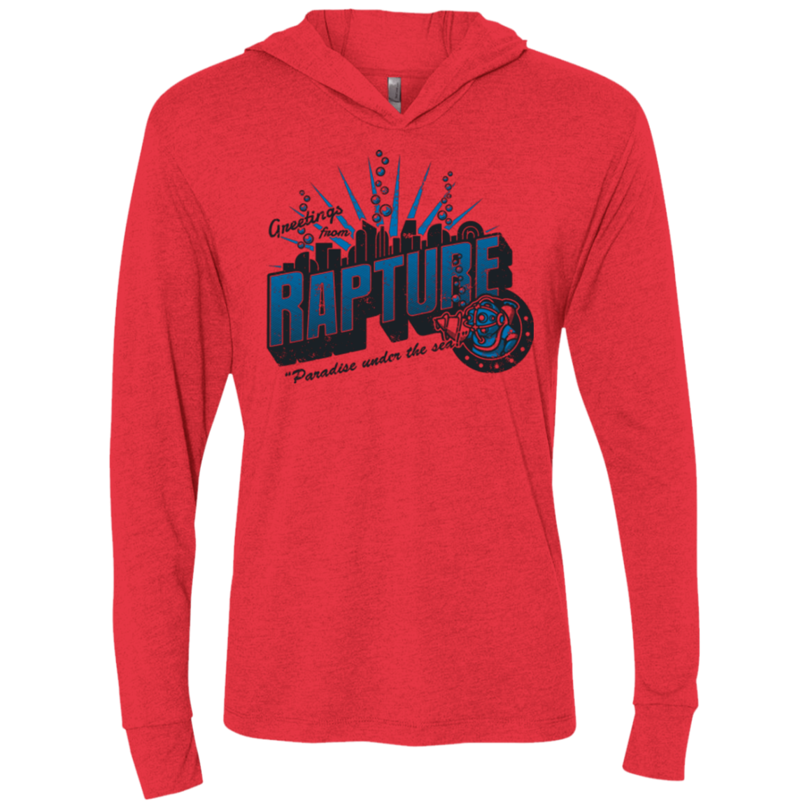 Greetings from Rapture Triblend Long Sleeve Hoodie Tee