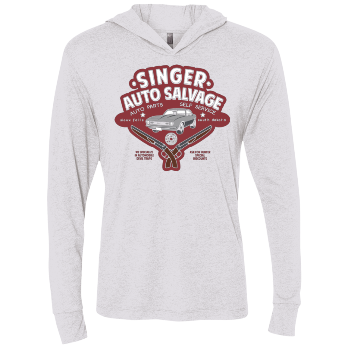 Singer Auto Salvage Triblend Long Sleeve Hoodie Tee