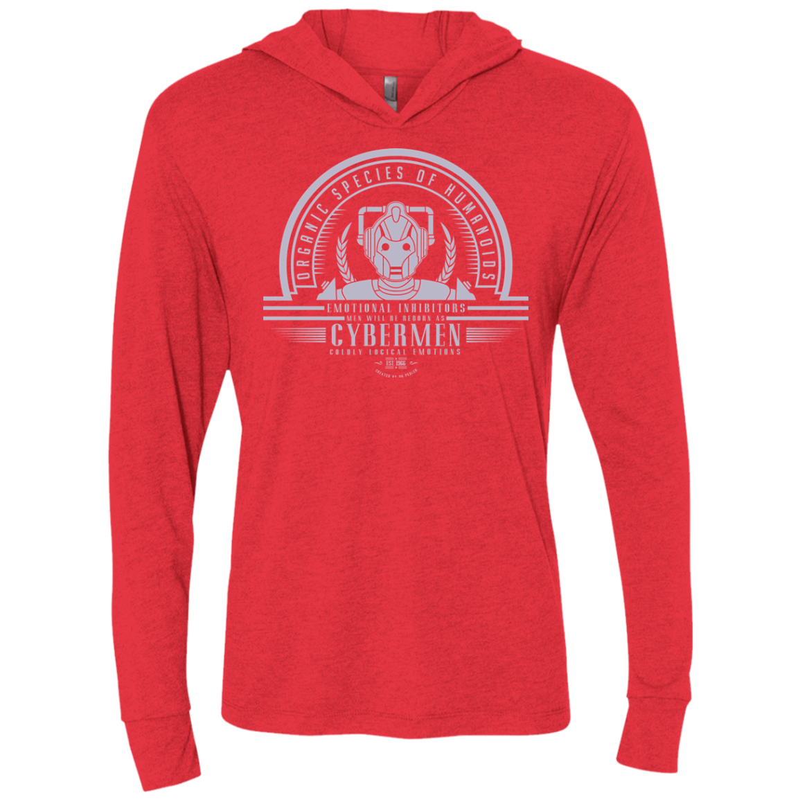 Who Villains Cybermen Triblend Long Sleeve Hoodie Tee