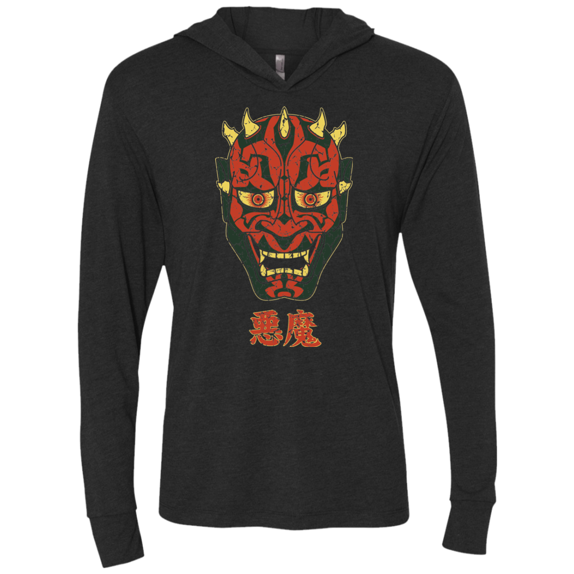 Darth Hannya Triblend Long Sleeve Hoodie Tee