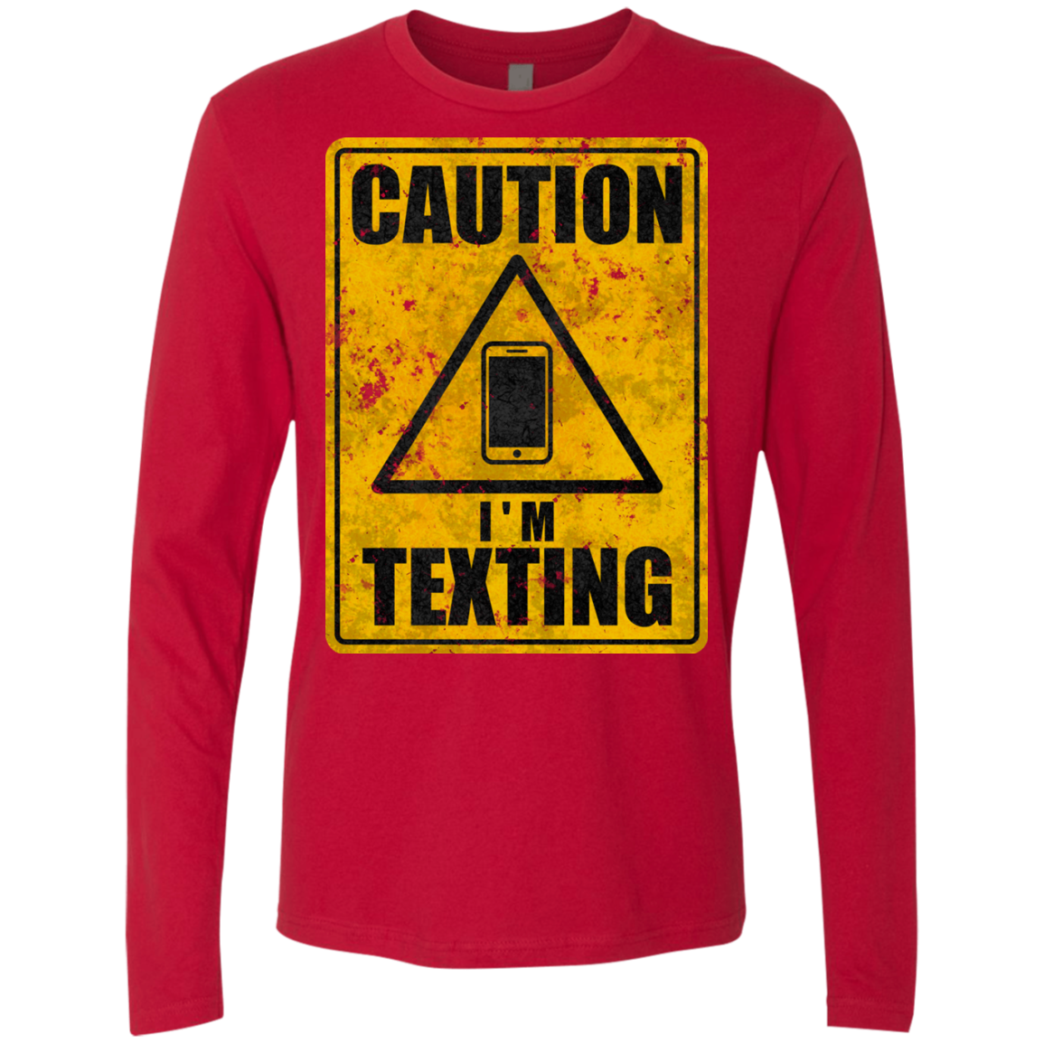 Caution I'm Texting Men's Premium Long Sleeve
