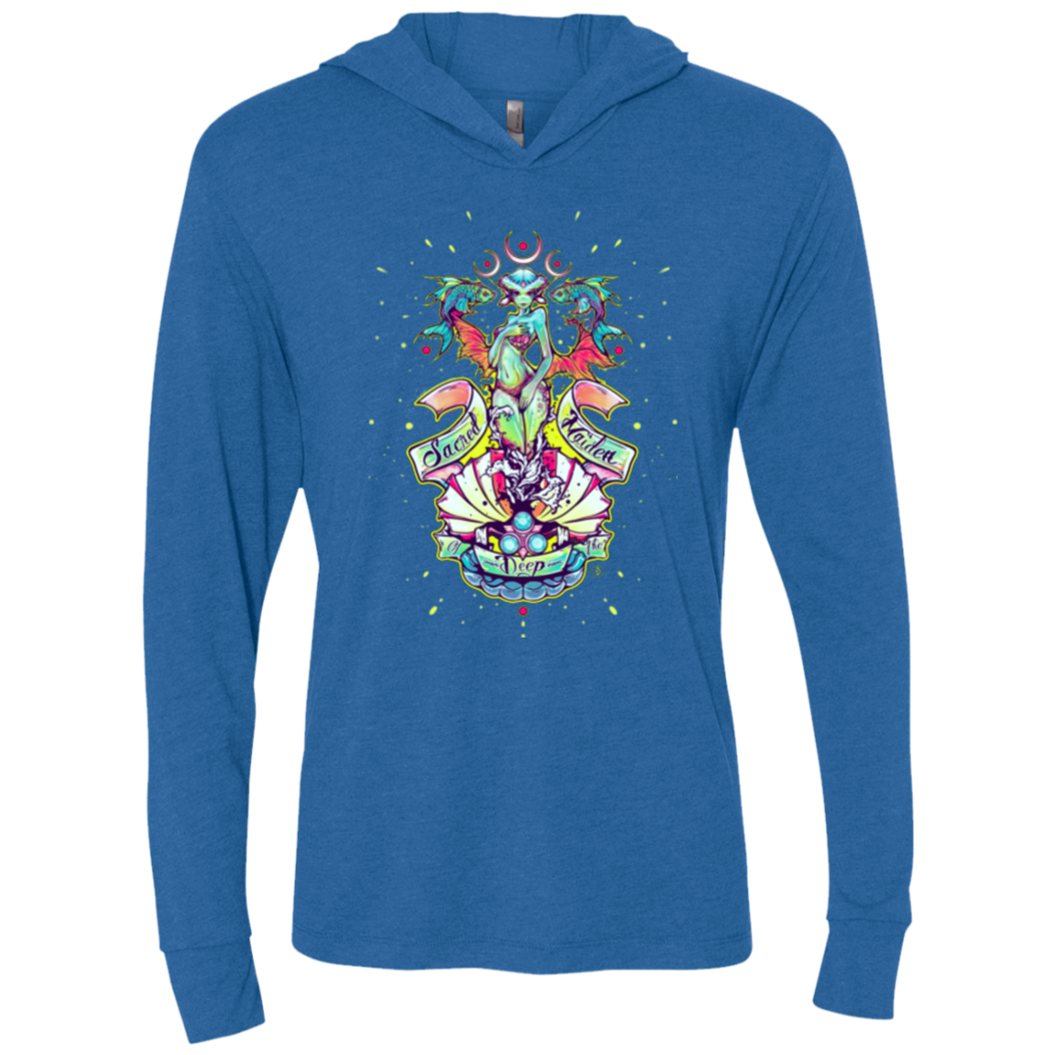 Sacred Maiden of the Deep Triblend Long Sleeve Hoodie Tee