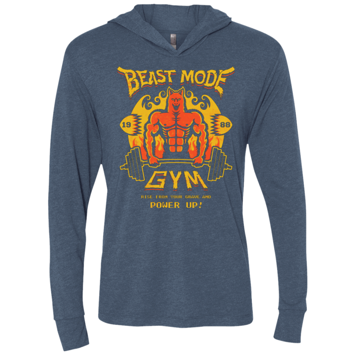 Beast Mode Gym Triblend Long Sleeve Hoodie Tee