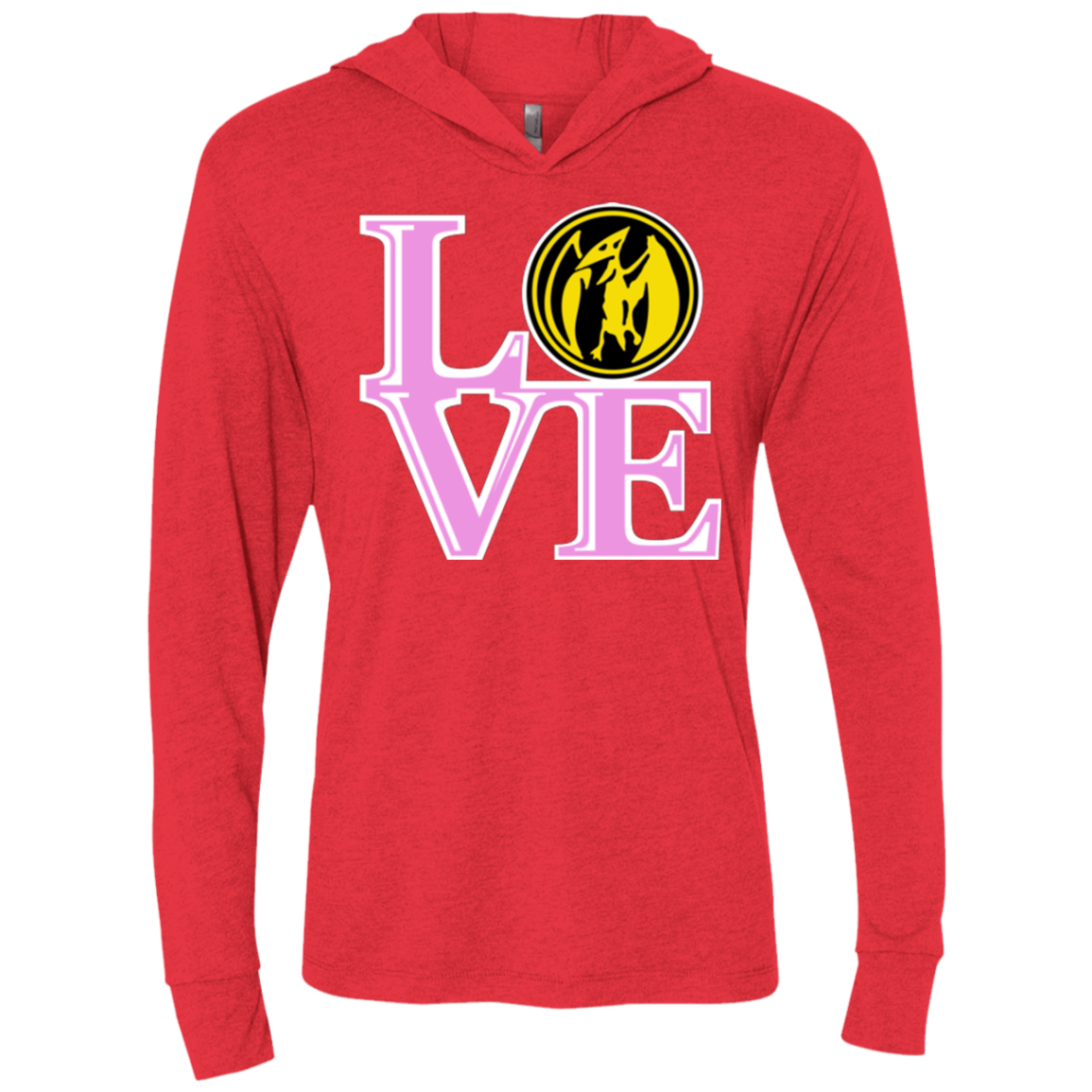 Pink Ranger LOVE Triblend Long Sleeve Hoodie Tee