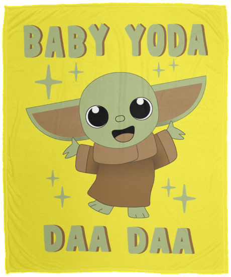 Blankets Yellow / One Size Baby Yoda Daa Daa 50x60 MicroFleece Blanket