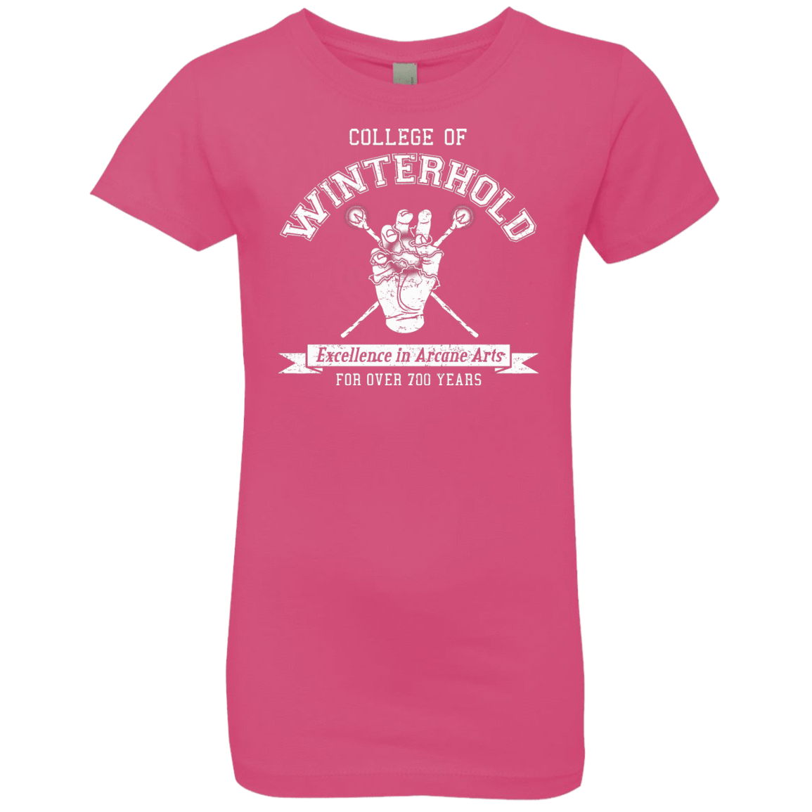 Girls_Premium T-Shirts Hot Pink / YXS College of Winterhold Girls Premium T-Shirt