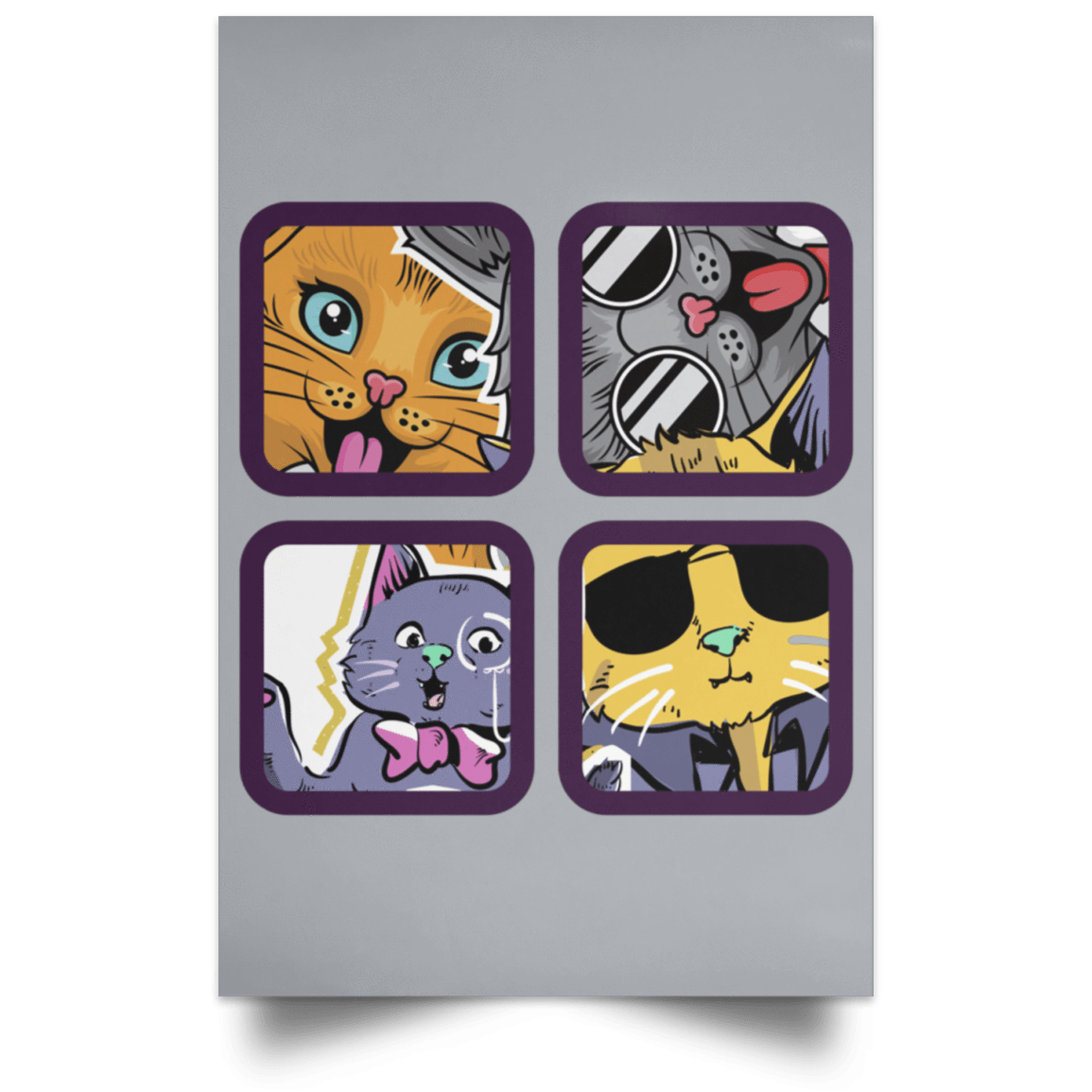 Housewares Grey / 12" x 18" 4 Cool Cats Portrait Poster