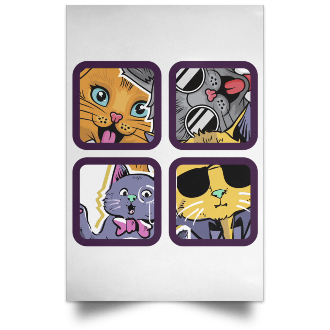 Housewares White / 12" x 18" 4 Cool Cats Portrait Poster