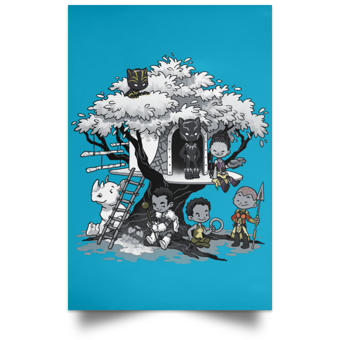 Housewares Turquoise / 12" x 18" African Treehouse Portrait Poster