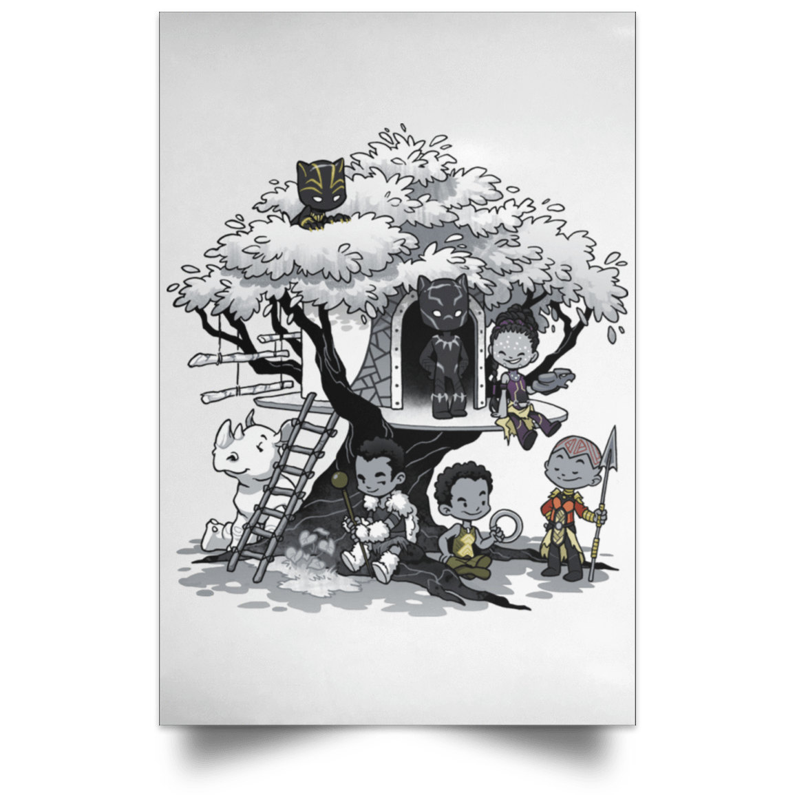 Housewares White / 12" x 18" African Treehouse Portrait Poster