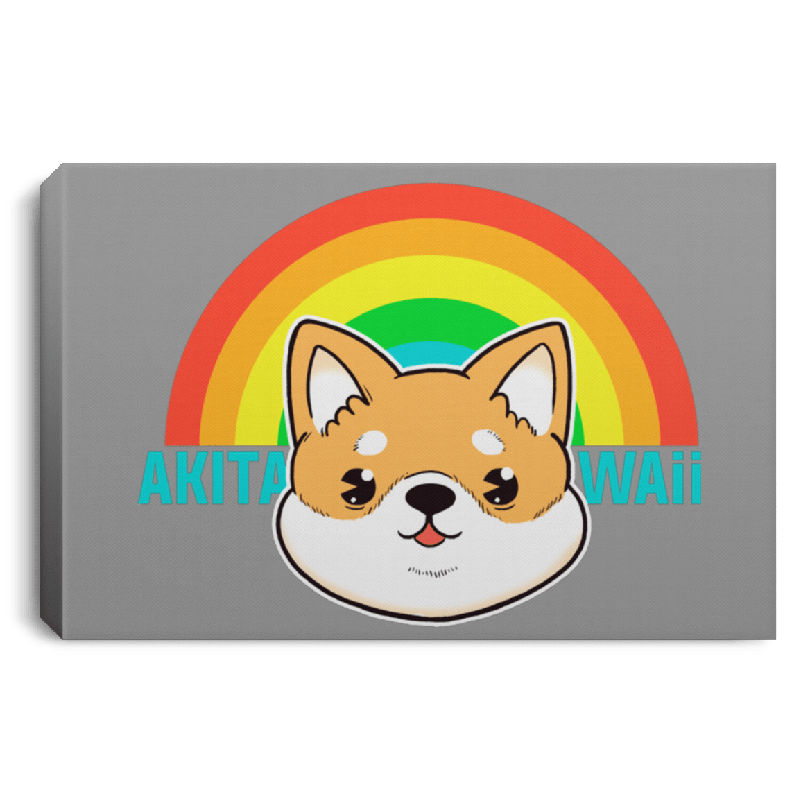 Housewares Gray / 12" x 8" Akita Kawaii Premium Landscape Canvas