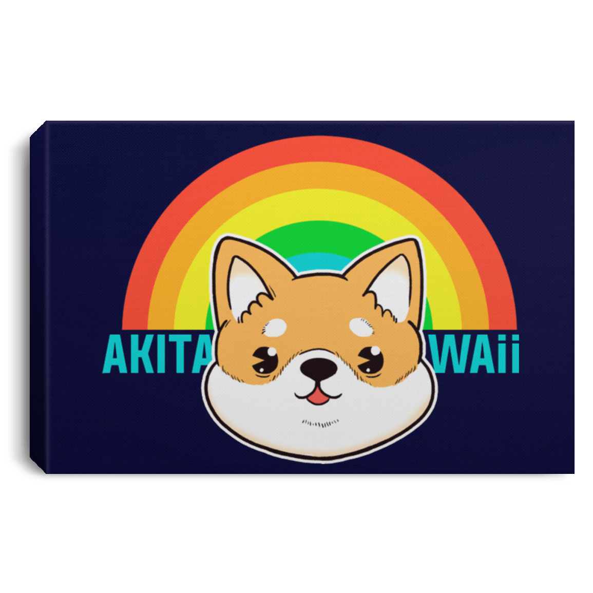 Housewares Navy / 12" x 8" Akita Kawaii Premium Landscape Canvas
