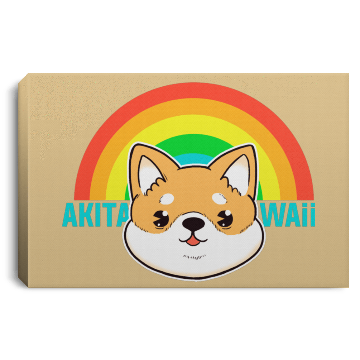 Housewares Tan / 12" x 8" Akita Kawaii Premium Landscape Canvas