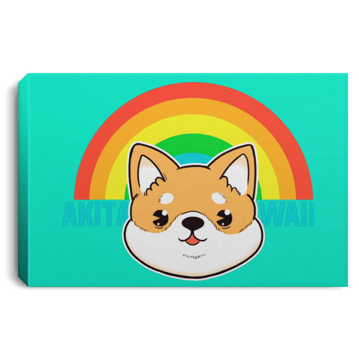 Housewares Teal / 12" x 8" Akita Kawaii Premium Landscape Canvas