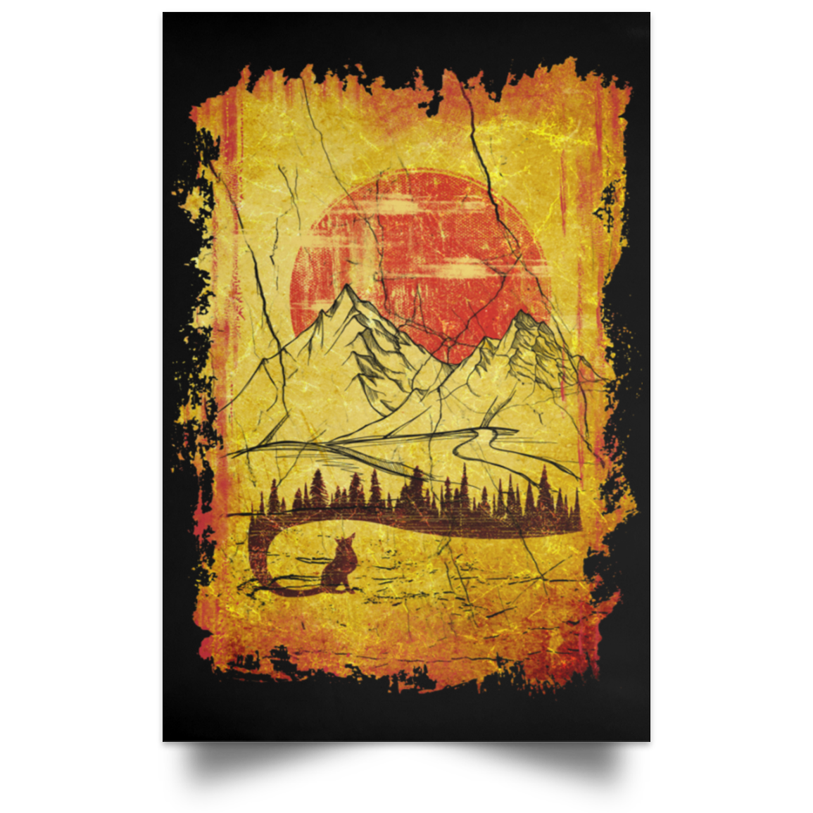 Housewares Black / 12" x 18" Antique Fox Tail Portrait Poster