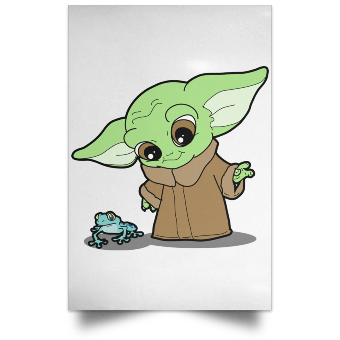 Housewares White / 12" x 18" Baby Yoda and Frog Portrait Poster